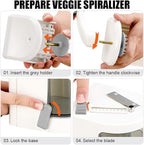 Vegetable Spiralizer 4-IN-1 Rotating Blade Veggie Spiralizer Zucchini Noodle Maker with Strong Suction Cup Spiral Vegetable Cutter Slicer - White