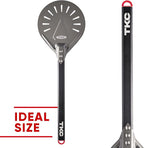 TKC 8" Perforated Pizza Peel - Professional Aluminum Pizza Turning peel - Long Handle Metal Pizza Spatula for Indoor and Outdoor - Lightweight Non-Stick Pizza Turner - Pizza Oven Accessories