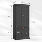 70.8" Tall Bookshelf with Doors, Farmhouse Modular Bookcase with 4-Tier Adjustable Shelves, Large Storage Cabinet for Home Office, Living Room, Black, Set of 4