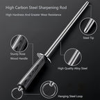 Professional Honing Rod -12 inch High Carbon Steel Knife Sharpener Rod Colorful Color Wood Handle,Sharpening Rod Belt Magnetization,Honing Steel Quick Sharpening,Chef's Sharpening Tool