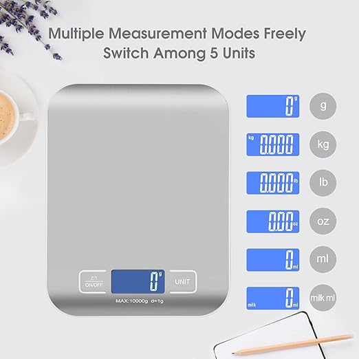 Digital Shipping Scale,Stainless Steel Panel, Accurate 10kg/1g Portable Postal Scale for Packages, Small Business,Kitchen, Food, Handmade, Liquids, and Boutique (Silver)