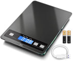 hito Food Scale 33lb Digital Kitchen Scale Rechargeable Waterproof Weight Grams and oz 1g/0.1oz Precise, for Weight Loss, Cooking and Baking, Black