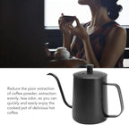 Pour Over Coffee Kettle, Stainless Steel Gooseneck Spout Pour Over Coffee Kettle Long Narrow Drip Spout Coffee Tea Pots for Pour Over Coffee, Home Brewing, Camping (20oz, Black with Lid)