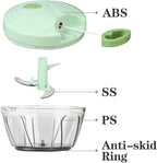 Cambom Manual Food Chopper Vegetable Cutter, Hand String Vegetable Chopper Onions Cutter for Vegetable Fruits Nuts BPA Free Food Safe Material, 550ml Green