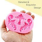 Silicone Fondant Molds, AIMEIKI 3 Pack 3D Baroque Fondant Molds Scroll Border Lace Silicone Molds Curlicues Gum Paste Candy Chocolate Molds for Birthday Wedding Party DIY Cake