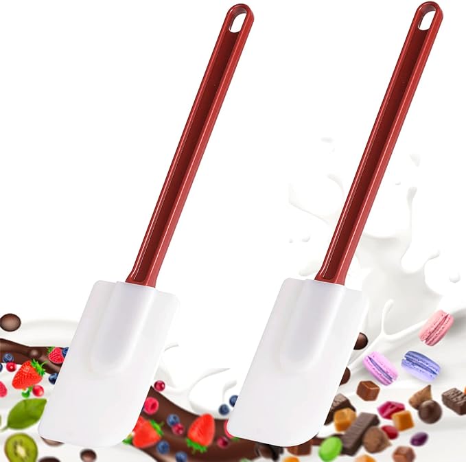 Flexible Rubber Spatulas, Silicone Spatula Set, Soft Rubber Spatula Scraper 9.5 Inches, Commercial Spatula, Silicone Scraper Spatula,Spatulas Set Resistant to 500℉ (2 Scrapers 9.5")