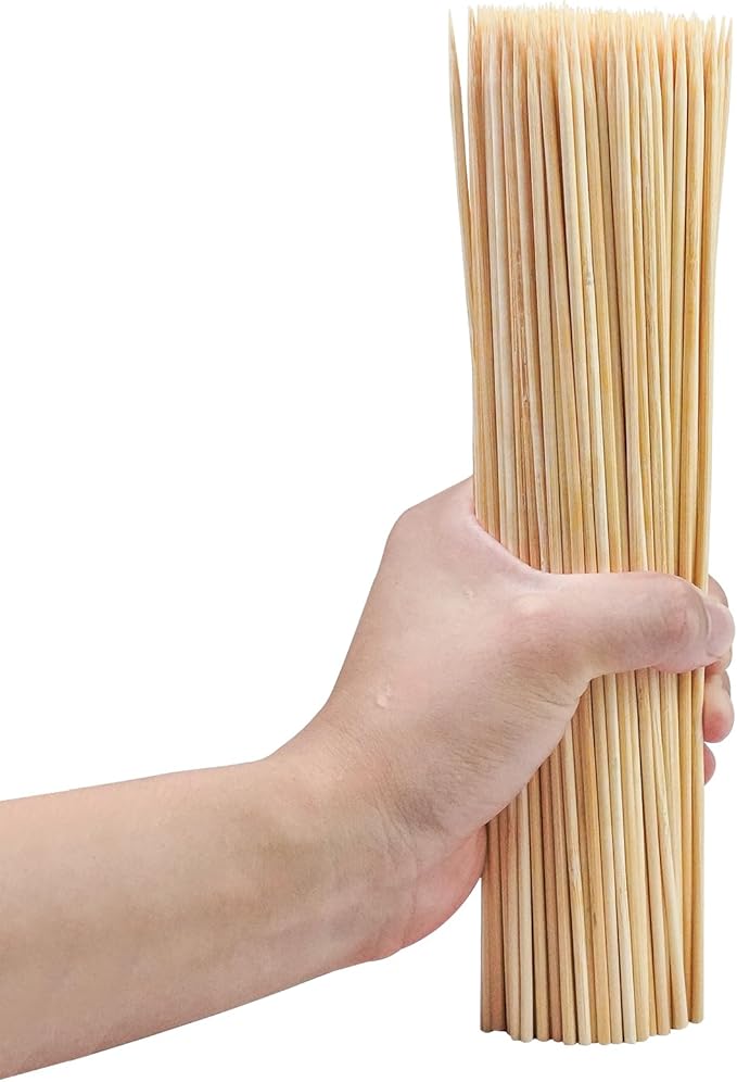 200PCS 6 inch Bamboo Skewers for BBQ,Appetizer,Fruit,Cocktail,Chocolate Fountain,Kitchen, Grilling,Crafting and Party. More Size Choices 6"/8"/10"/12"/36"