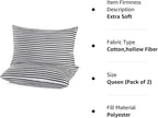 EIUE Bed Pillows for Sleeping 2 Pack Queen Size，Super Soft Down Alternative Microfiber Filled Pillows,Pillows for Side and Back Sleepers,20 x 30 Inches,Striped White Grey