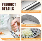 Stainless Steel Garlic Press, 2026 Upgrade Garlic Press Rocker Heavy Duty Stainless Steel Garlic Mincer, Heavy Garlic Chopper with Peeler And Cleaning Brush (2PCS With Corkscrew)