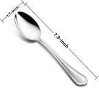 Dinner Spoons Set of 6, E-far 7.9 Inch Stainless Steel Soup Spoons Tablespoons for Home, Kitchen or Restaurant, Non-toxic & Mirror Polished, Scalloped Edge & Dishwasher Safe