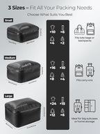 Vacuum Bags for Travel, 180° Open Zipper, IP67 Waterproof, Reusable Space Saver Compression Bags for Backpack, Suitcase, Home Storage(1 Pack, No Pump)