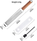 Lemon Zester & Cheese Grater Combo - Stainless Steel Grater for Parmesan, Wood Handle, Garlic, Ginger, Chocolate & Fruits - Perfect for Baking, Cooking & Garnishing
