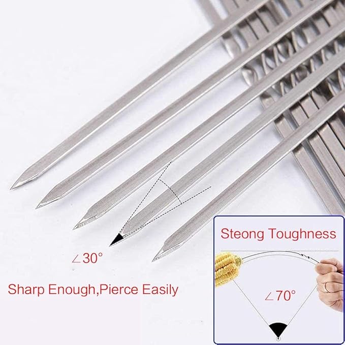Metal Skewer for Grilling,Kabob Skewer,Flat BBQ Barbecue Skewer,Grilling Skewers Set,Reusable BBQ (12" skewer(16 pack))