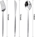 Rubtlamp 180 Pcs Silver Plastic Silverware, Silver Utensils Heavy Duty, Elegant Plastic Cutlery, Fancy Disposable Flatware, Forks Spoons and Knives Set For Party Mother's Day