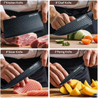6 Pcs Kitchen Knife Block Set German High Carbon Stainless Steel Chef Knives, Razor-Sharp & Durable, Lightweight Anti-Slip Handle, Professional Set for Home & Kitchen (Brown 6 Piece)