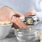 uxcell Garlic Press, 7.7 Inch Stainless Steel Garlic Crusher and Peeler Set for Home Cooks and Professional Chefs, Silver