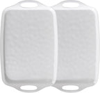 Large Serving Tray with Handles,19”x12” Large Rectangular Melamine Serving Platters Set of 2, Kitchen Food and BBQ ServingTray,Dishwasher Safe, Bright White