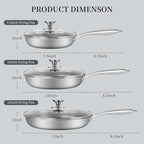 Innerwell 6 Piece Stainless Steel Frying Pan Set with Lids, Nonstick Honeycomb Frying Pan Set, 3pcs W/Stay Cool Handle, Skillet Works Pan for Cooking with Induction, Gas, Ceramic & Electric Stovetops