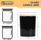 Thick Candle Jars for Making Candles 12 Pcs, 7 OZ Empty Jars with Wood Lids for Candle Making, Sample Container, Light Black