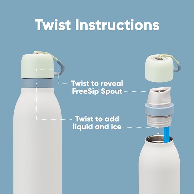 Owala FreeSip Twist Insulated Stainless Steel Water Bottle with Straw for Sports and Travel, BPA-Free, 24-oz, Scream Green