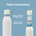Owala FreeSip Twist Insulated Stainless Steel Water Bottle with Straw for Sports and Travel, BPA-Free, 24-oz, Scream Green