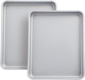 2-PACK Toaster Oven Pans for Baking,Shinsin 9X11 Non-stick Baking Trays, 57% Thicker Cookie Sheet Pans Set, Dishwasher Safe and Heavy Duty Small Replacement Trays for Toaster Cven (Silver)