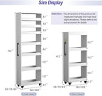 7-Tier Slim Storage Cart, Wooden Rolling Pantry Cabinet with Wheels, Narrow Shelf Organizer for Kitchen, Bakers Rack, Dining Room, Closet, Small Spaces Teak 47.2" H*9.8" W*23.6" D