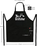 Grill Aprons for Men Dad - The Grill father Apron - Funny Chef Cooking Grilling BBQ Apron with 2 Pockets - Birthday Fathers Day Christmas Gifts for Dad