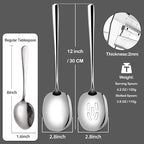 SOLEADER Extra Large Serving Spoons Set of 12,Foodgrade 18/8 12 Inch Stainless Steel Serving Spoon,Buffet Serving Utensils,Spoons Silverware,Cooking Spoon,Pasta Spoon,Mixing Spoon