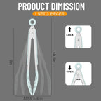 Hotec Silicone Kitchen Tongs for Cooking 9-Inch Serving Tongs with Silicone Tips, Set of 3 (Gradient Blue)
