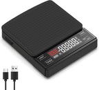 MAXUS Coffee Scale with IP65 Waterproof Design, USB Rechargeable 1000mAh Battery, Espresso Scale with Timer 2kg/0.1g High Precision, Ideal for Brewing and Pour-Over Coffee
