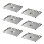 Hotel Pan Lids 6 Pack– Fits 1/2 Size Stainless Steel Steam Table Pans, Anti-Jam Food Pan Cover for Catering, Buffet Use, Kitchen Prep