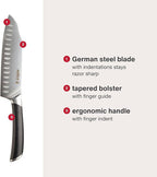 Zyliss Comfort Pro Santoku Knife - Ice Hardened Stainless Steel Kitchen Knife - Tarnish-Free and Rust-Resistant Kitchen Cutlery with Antibacterial Handle - Black/Stainless Steel - 7 inches