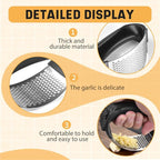 Stainless Steel Garlic Press Rocker, 2025 New Garlic Mincer and Garlic Crusher, Easy-Squeeze Garlic Tool with Peeler and Cleaning Brush for Smashing Garlic (3 Set)