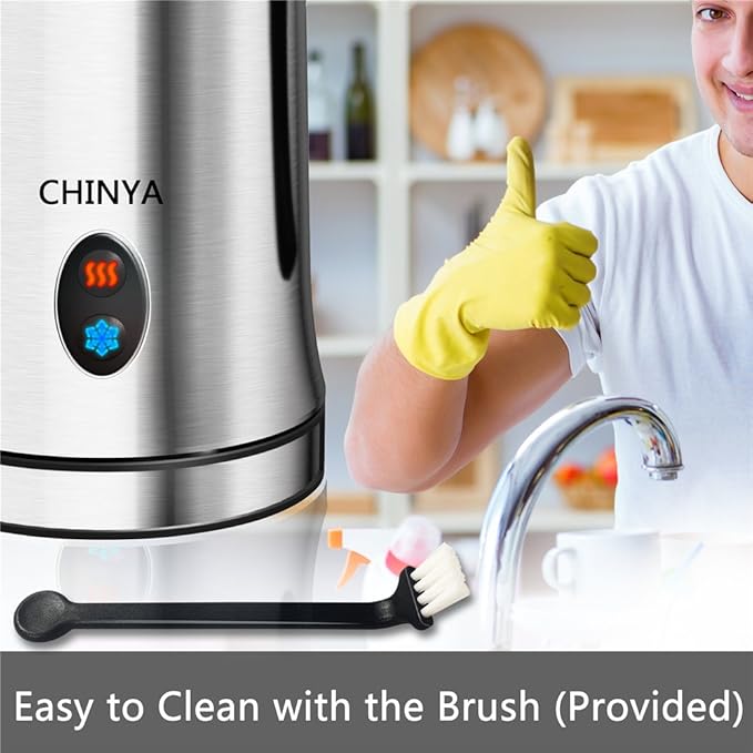 Milk Frother, Automatic Milk Steamer with New Foam Density Feature, Electric Frother with Hot or Cold Milk Function for Coffee, Cappuccino and Breakfast