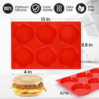 CAKETIME 4 Inch Muffin Top Pan, Silicone Egg Molds for Breakfast Sandwiches Jumbo Round Baking Pan for Oven English muffins, Whoopie Pies, Corn Bread, Egg bites, Tarts 4 Pack Red