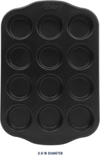 Oster Teston 12 Cup Nonstick Carbon Steel Muffin/Cupcake Baking Pan - Matte Black