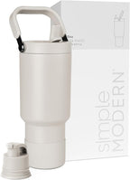 Simple Modern Trek Pivot | 30oz Flip Straw Tumbler with Handle | Water Bottle & Boot | Interchangeable Straw & Chug Lids | Insulated Stainless Steel Jug | Gym Sports Outdoors | Almond Birch