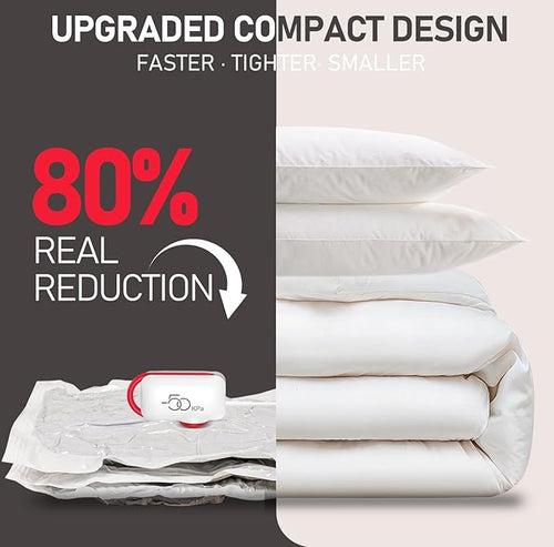 20 Pack Vacuum Storage Bags for Travel, Space Saver Seal Bags with High Pressure Electric Pump, Compression Packing for Luggage and Suitcase