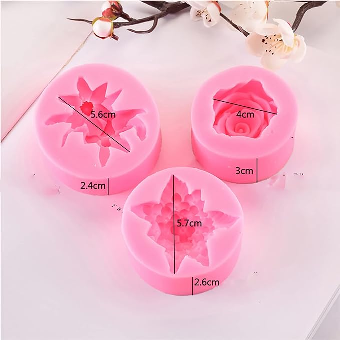 3 Pack Flower Mold Flower Silicone Wave Spiral Candle Mold - Silicone Resin Casting Molds for Candle & Resin & Soap Craft Supplies