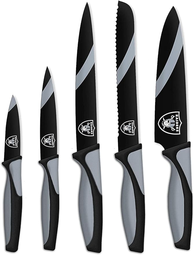 The Sports Vault NFL Las Vegas Raiders 5-Piece Kitchen Knife Set