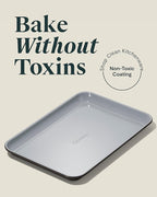 Caraway Nonstick Ceramic Small Baking Sheet Duo (9x13”) – Non-Toxic, PTFE & PFOA Free – Oven Safe – Aluminized Steel Core – Mini Sheet Pan for Baking, Roasting & More - Black