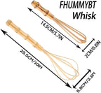 Handmade Wood Whisks for Cooking - 5.7In Natural Bamboo Whisk, Mini Wooden Whisks for Whisking, Beating, Blending, Frothing & Stirring (5.7Inches + 10Inches)