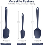 U-Taste Silicone Spatula Set, 600ºF High Heat Resistant, Seamless Food Grade Flexible Rubber Kitchen Cooking Mixing Baking Scraper for Nonstick Cookware Set of 3 (Midnight Blue)