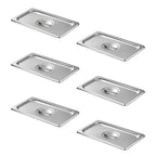 Hotel Pan Lids 6 Pack– Fits 1/4 Size Stainless Steel Steam Table Pans, Anti-Jam Food Pan Cover for Catering, Buffet Use, Kitchen Prep, Dishwasher Safe