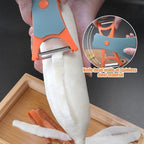 2 In 1 Fruit Peeler,Peeling and shredding Vegetables Potato Vegetable Peeler Carbon Steel Blade,Multi Function Stainless Steel Vegetable Peeler with Straight and Serrated Blades (A+B)