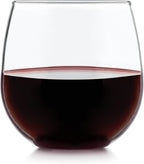 Libbey Stemless Red Wine Glasses, 16.75 Oz Classy, Wide Bowl Stemless Wine Glasses Set of 8, Chip Resistant Glasses Drinking Set for Get-Togethers