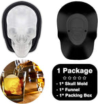 Extra Large 3D Skull Ice Cube Mold Silicone Ice Molds for Whiskey Ice Cube Trays with Funnel for Big Mouth Cup Skull Ice Maker with Resin Chocolate sugar Whiskey Ice Mold for Parties (1 PCS)