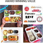 Bento Box with Lunch Bag and Ice Pack Set | Snack Containers Boxes for Kids Girls Adults | 6 Compartments Divided Portion Container Boxes Insulated Bags for School Daycare Lunches, BPA Free, Pink