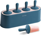 Popsicle Mold Set 4 Pieces Homemade Silicone Popsicle Maker Easy Release Ice Cream Molds Reusable DIY Pop Molds (Blue, IcyClassic Pops)